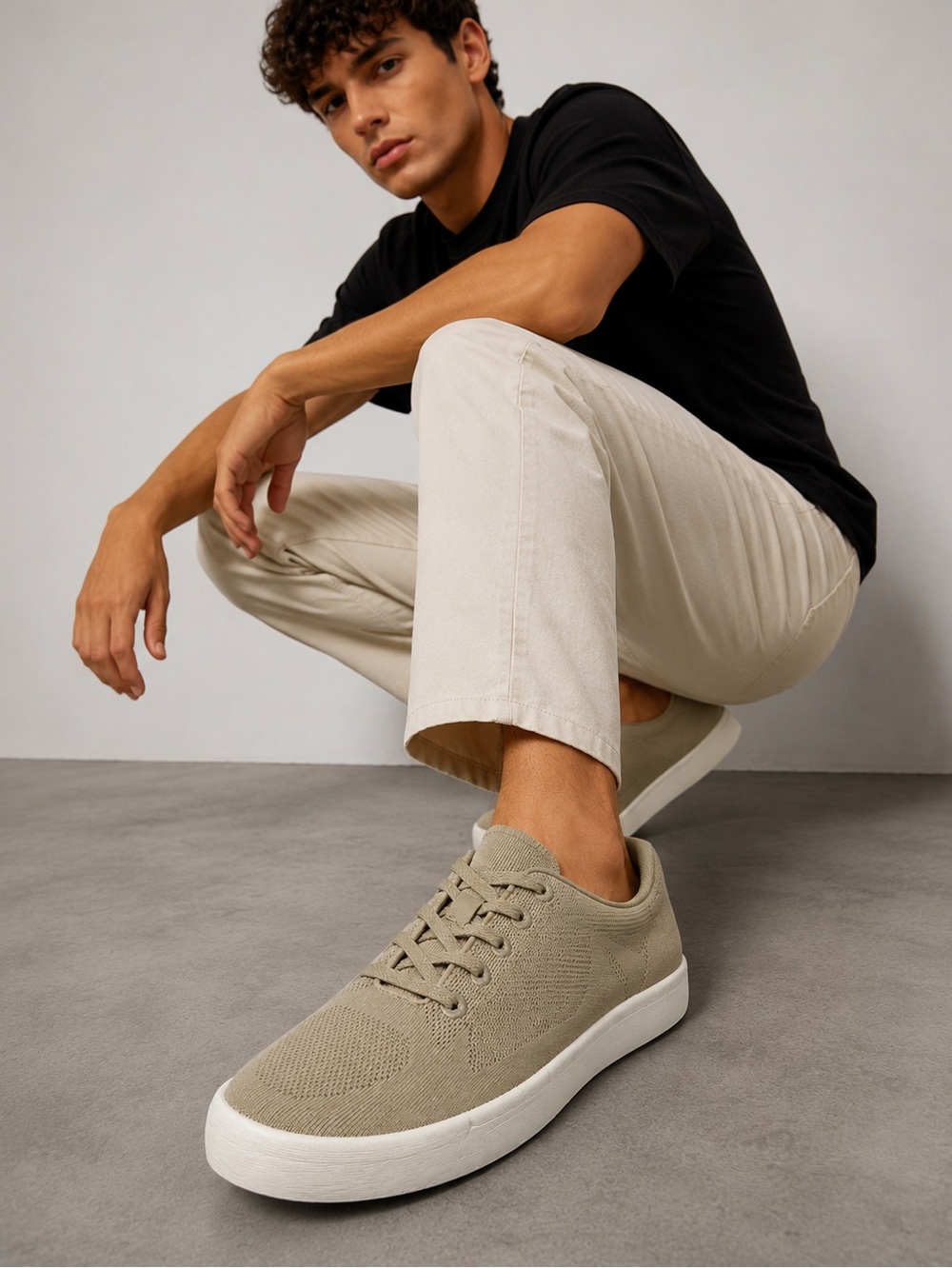 George Men’s Knit Sneakers Beige/Tan Size 10.5 NWT Lightweight Casual Shoes